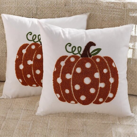 Pumpkin Pillow Covers Embroidered Fall Decor Thanksgiving Farmhouse Throw Cases - Picture 1 of 5